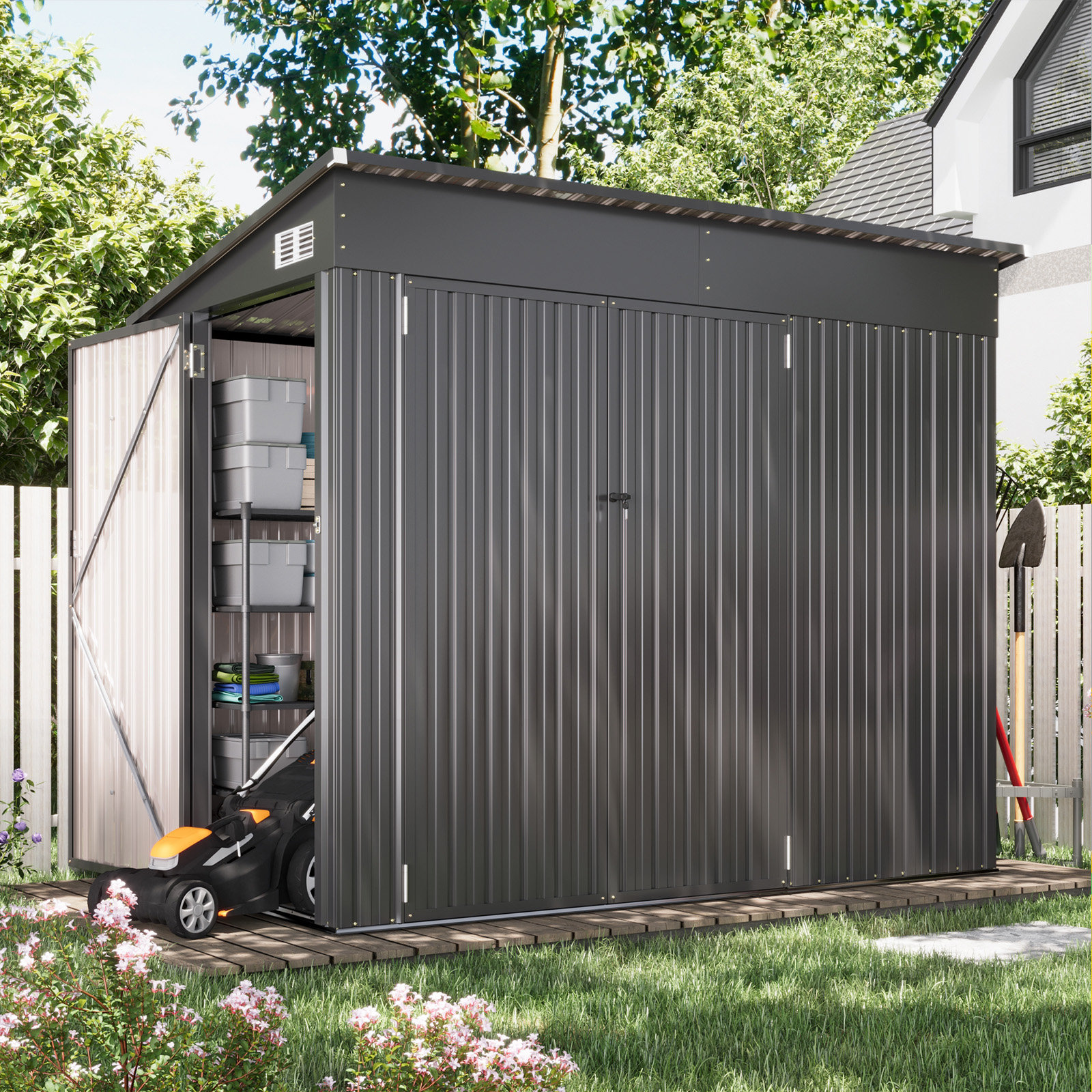 JolyDale 7 ft. 6 in. W x 3 ft. 8 in. D Metal Lean-To Storage Shed